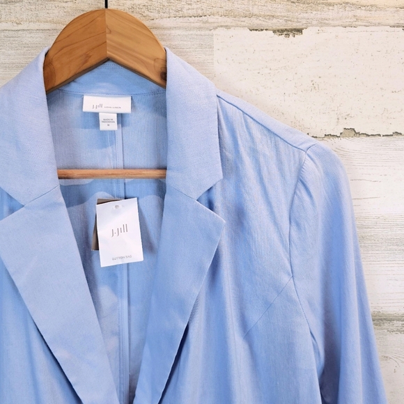 J. Jill Love Linen Blazer M Light Blue Soft Tailored Jacket Pastel Minimalism - Picture 9 of 15